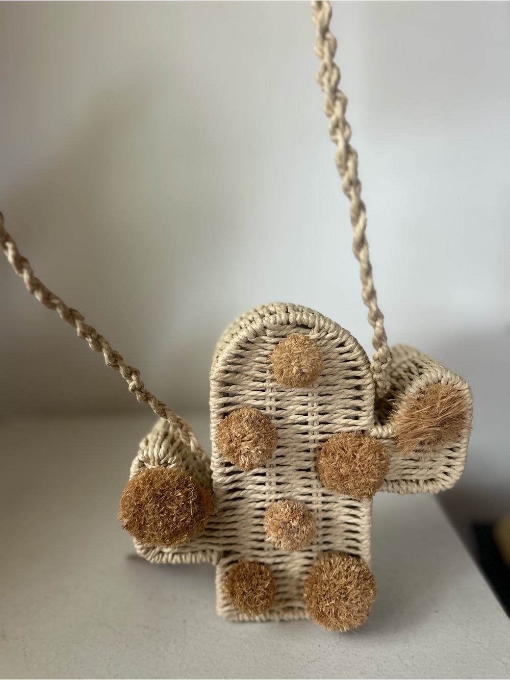 Savannah Cream Woven Pom-Pom Crossbody Bag new - Picture 2 of 10